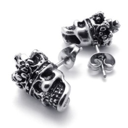 Pendientes De Titanio Con Forma De Calavera Y Corona