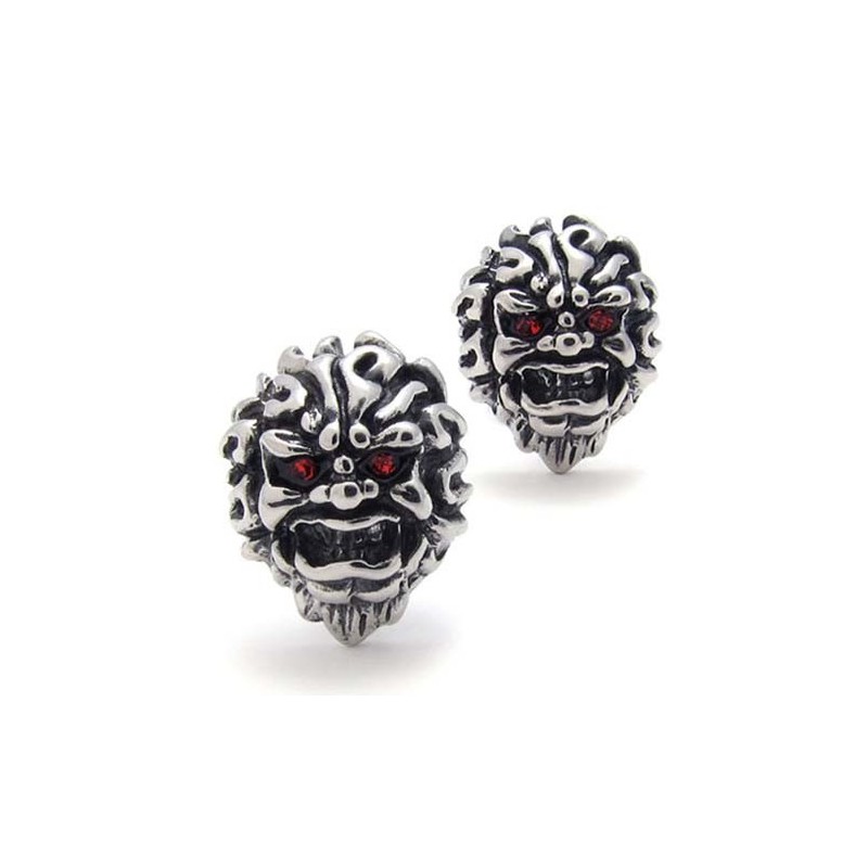 Pendientes De Titanio Con León De Diamantes Rojos Pendientes De Titanio Con León De Diamantes Rojos