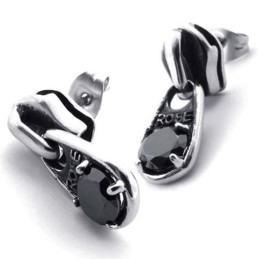 Pendientes De Titanio Con Diamantes Negros