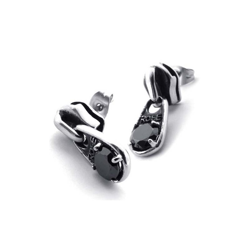 Pendientes De Titanio Con Diamantes Negros Pendientes De Titanio Con Diamantes Negros