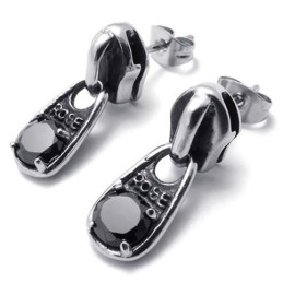 Pendientes De Titanio Con Diamantes Negros