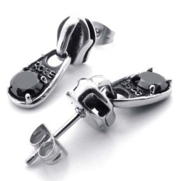Pendientes De Titanio Con Diamantes Negros