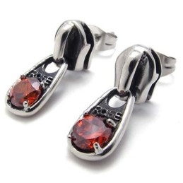Pendientes De Titanio Con Diamantes Rojos