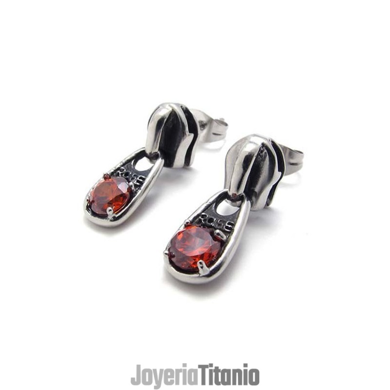 Pendientes De Titanio Con Diamantes Rojos