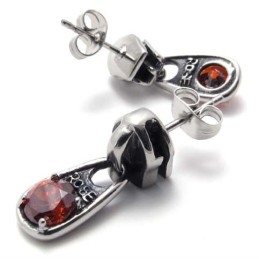 Pendientes De Titanio Con Diamantes Rojos