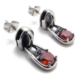 Pendientes De Titanio Con Diamantes Rojos