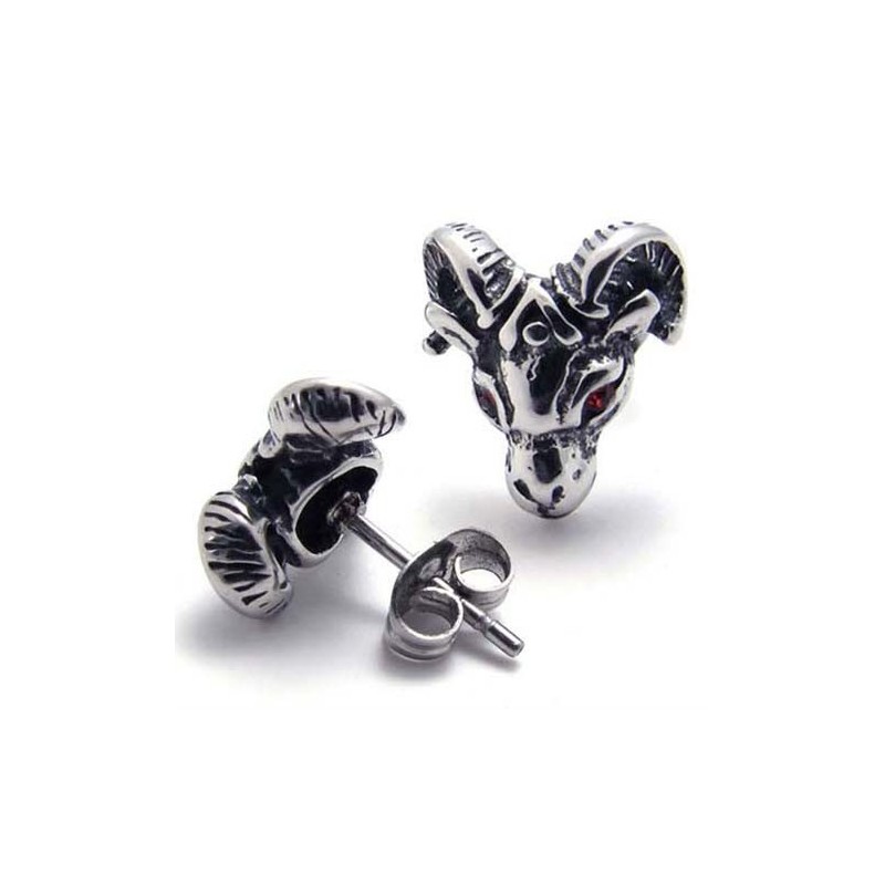 Pendientes De Titanio Con Forma De Oveja Y Diamante Rojo