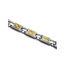 Pulsera Magnética De Titanio Puro Dorado Y Plateado Para Hombre
