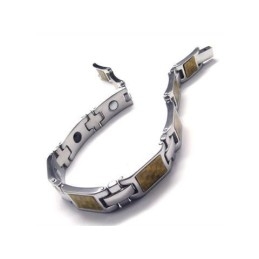 Pulsera Magnética De Titanio Puro Dorado Y Plateado Para Hombre