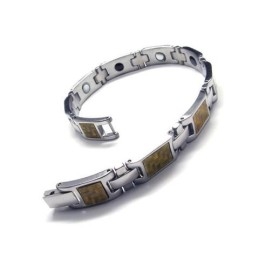 Pulsera Magnética De Titanio Puro Dorado Y Plateado Para Hombre