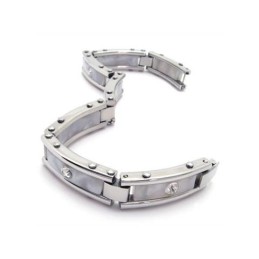 Pulsera De Caucho De Titanio Puro Y Plata Blanca Para Hombre