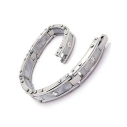 Pulsera De Caucho De Titanio Puro Y Plata Blanca Para Hombre