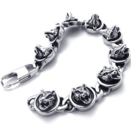 Pulsera De Titanio Con Diseño De Gatos De 8,3 Pulgadas