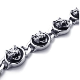 Pulsera De Titanio Con Diseño De Gatos De 8,3 Pulgadas