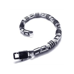 Pulsera De Titanio Puro 316L Para Hombre, Color Plata Y Negro