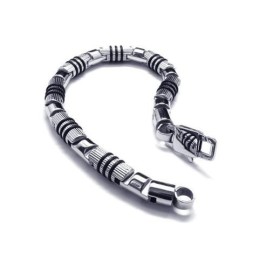 Pulsera De Titanio Puro 316L Para Hombre, Color Plata Y Negro