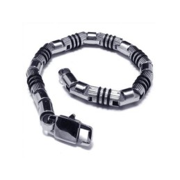 Pulsera De Titanio Puro 316L Para Hombre, Color Plata Y Negro