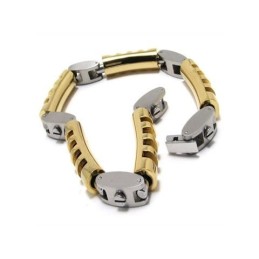 Pulsera De Titanio Puro Con Dije De Plata Dorada Para Hombre Y Niño
