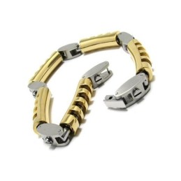 Pulsera De Titanio Puro Con Dije De Plata Dorada Para Hombre Y Niño