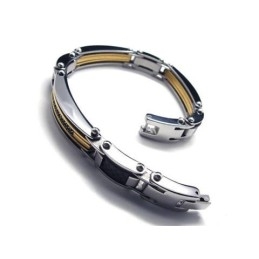 Pulsera Con Dije De Titanio Puro Y Plata Dorada Para Hombre, Nueva