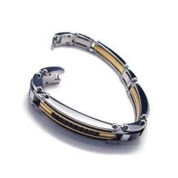 Pulsera Con Dije De Titanio Puro Y Plata Dorada Para Hombre, Nueva