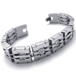 Pulsera De Titanio Con Diamantes De 8,1 Pulgadas