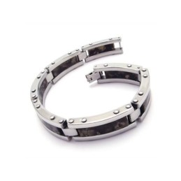 Pulsera De Caucho De Titanio Puro Negro Para Hombre