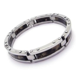 Pulsera De Caucho De Titanio Puro Negro Para Hombre