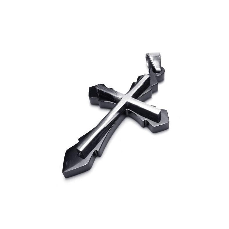 Collar Con Colgante De Cruz De Titanio Puro Negro Para Hombre (Nuevo)