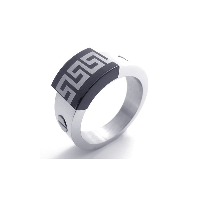 Anillo De Titanio Con Acento Negro