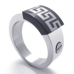 Anillo De Titanio Con Acento Negro