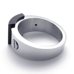 Anillo De Titanio Con Acento Negro
