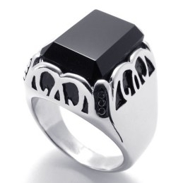 Anillo De Titanio Con Gemas