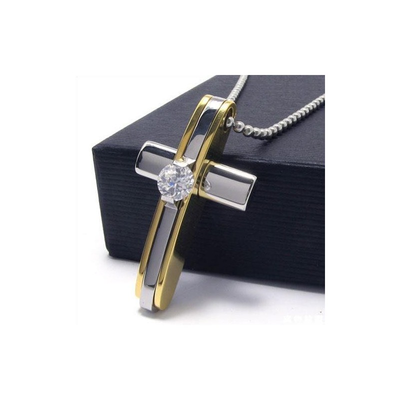 Collar Con Colgante De Cruz De Titanio Puro Dorado Para Hombre Y Niño Collar Con Colgante De Cruz De Titanio Puro Dorado Para Hombre Y Niño