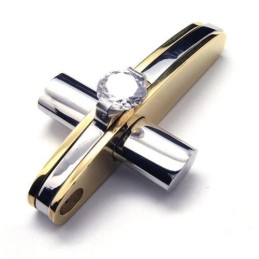 Collar Con Colgante De Cruz De Titanio Puro Dorado Para Hombre Y Niño