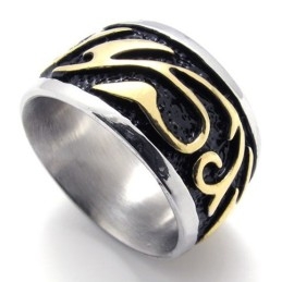 Anillo De Titanio Vintage Dorado