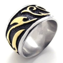 Anillo De Titanio Vintage Dorado