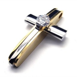 Collar Con Colgante De Cruz De Titanio Puro Dorado Para Hombre Y Niño