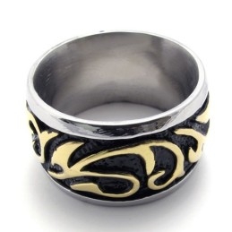 Anillo De Titanio Vintage Dorado