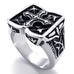 Anillo De Titanio Con Cruz