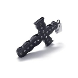 Collar Con Colgante De Cruz De Titanio Puro Negro Para Hombre