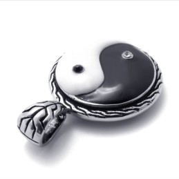 Colgante Taichi De Titanio Con Diamantes De Imitación En Blanco Y Negro