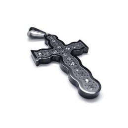 Collar Con Colgante De Cruz De Titanio Puro Negro Para Hombre