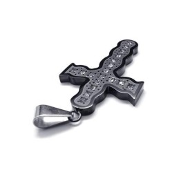 Collar Con Colgante De Cruz De Titanio Puro Negro Para Hombre