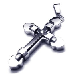 Collar Con Colgante De Cruz De Titanio Puro Y Plata Negra Para Hombre