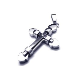 Collar Con Colgante De Cruz De Titanio Puro Y Plata Negra Para Hombre
