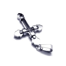 Collar Con Colgante De Cruz De Titanio Puro Y Plata Negra Para Hombre