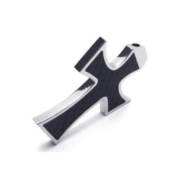 Collar Con Colgante De Cruz De Titanio Puro Y Plata Negra Para Hombre