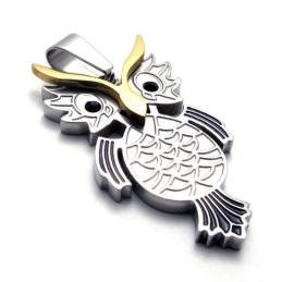 Colgante De Búho De Titanio, Plata Y Oro