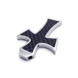 Collar Con Colgante De Cruz De Titanio Puro Y Plata Negra Para Hombre